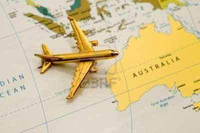 plane going to australia map